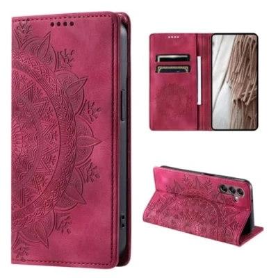 Abbildung von CoverKingz Handyhülle für Samsung Galaxy A55 5G Handytasche mit Kartenfach Schutzhülle Cover Handy Hülle klappbar Motiv Mandala Rot