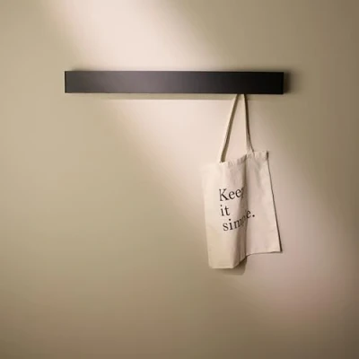 Abbildung von Designfabrik Hamburg Wandgaderobe Garderobe mit verdeckten Wandhaken Garderobenleiste aus Metall Kleiderhaken Modernes Design 80 cm Matt Schwarz