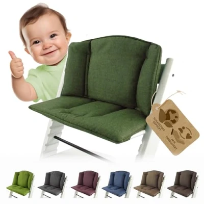 Abbildung von BAMBINIWELT Sitzkissen Auflage Bezug Ersatzkissen Kissen kompatibel mit Stokke Tripp Trapp Hochstuhl (meliert dunkelgrün)
