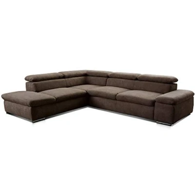 Abbildung von Cavadore Ecksofa Alkatraz / Großes Eck Schlafsofa mit Ottomanen links und verstellbaren Kopfstützen/ Modernes Design 274 x 66 228 cm Braun