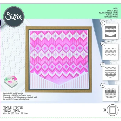 Abbildung von Sizzix mehrlagige Schablonen 4PK Textil von Olivia Rose 665842 Kapitel 4 2022 Stencils, Multicolour, One Size