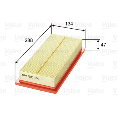 Abbildung von VALEO 585134 Luftfilter 47 134 288 Filtereinsatz FIAT: Uno Schrägheck, Punto I Fiorino II Kastenwagen