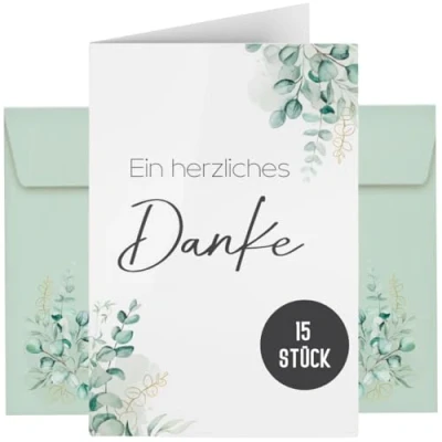 Abbildung von Things of Happiness Dankeskarte 15 Dankeskarten inkl. Briefumschläge, Set, Hochzeit Taufe Geburt