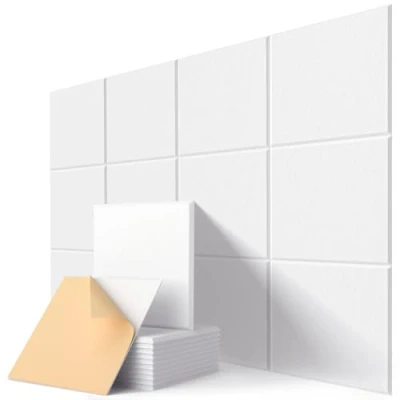 Abbildung von Akustikplatten Selbstklebend, 12 Stück Hohe Dichte Schallabsorber Wand für Wanddekoration und Akustische Behandlung, Abgeschrägte Kante Akustikschaumstoff (30x30x0.9cm)
