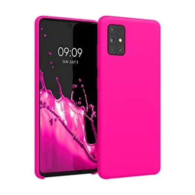 Abbildung von kwmobile Hülle kompatibel mit Samsung Galaxy A51 Silikon Handy Case Handyhülle weiche Oberfläche kabelloses Laden Neon Pink