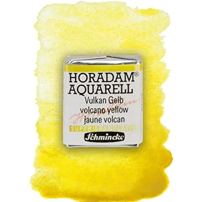Abbildung von Schmincke HORADAM® AQUARELL, Super Granulation, 14 911 044 Vulkan Gelb, 1/2 Näpfchen, sehr stark granulierende Farbtöne, feinste, supergranulierende Aquarellfarben