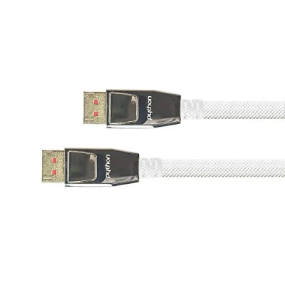 Abbildung von PYTHON Series Premium DisplayPort 1.4 Kabel 8K @60 Hz / 4K @240 Vollmetallstecker mit Verriegelung, vergoldete Stecker, 3 Fach Schirmung KUPFERLEITER Nylongeflecht Weiss 10 m