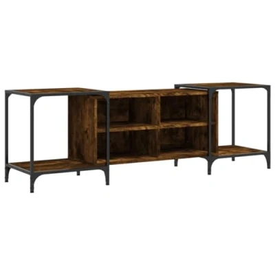 Abbildung von vidaXL TV Schrank, Verstellbar Fernsehschrank mit viel Stauraum, Lowboard HiFi Schrank Metallrahmen, Fernsehtisch Möbel für Wohnzimmer, Räuchereiche Holzwerkstoff