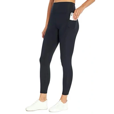 Abbildung von Bally Total Fitness Damen hoher Taille, Seitentaschen, Knöchel Leggings, Schwarz, Large
