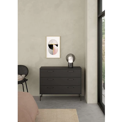 Abbildung von Home affaire Kommode &quot;Dana, Aufbewahrung, Schubladenschrank, Stauraum&quot;, 3 Schubladen, Metallbeine, Schwarz, Breite 99 cm