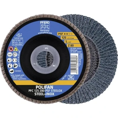 Abbildung von PFERD POLIFAN PFC PSF STEELOX 69398194 Schleifscheibe, Winkelschleifer 125mm 122001/min 22.23mm