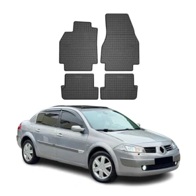 Abbildung von OMAC Gummi Fußmatten kompatibel mit Renault Megane 2002 2008 Automatten Schwarz 4tlg