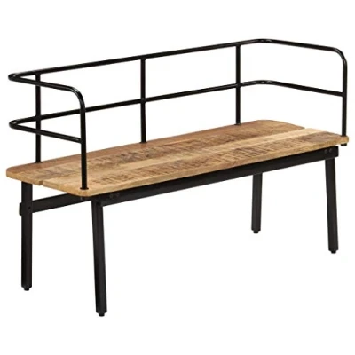 Abbildung von vidaXL Mango Massivholz Bank mit Lehnen 120x40cm Sitzbank Holzbank Flurbank
