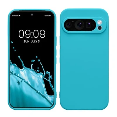 Abbildung von kwmobile Handyhülle kompatibel mit Google Pixel 9 Pro Hülle Handy Case aus weichem Silikon in Cool Glacier