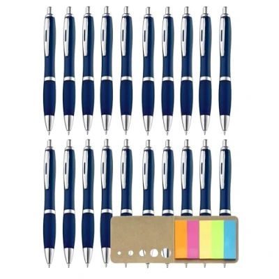 Abbildung von Libetui Set 20 Kugelschreiber ergonomische Kuli Blau blauschreibend rutschfeste Griffzone Großraumine Kulli Haushalt Büro Schule Gehäuse Dunkelblau