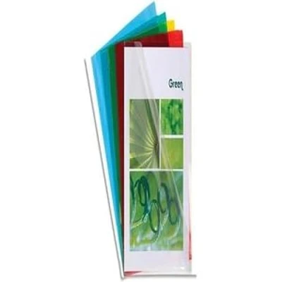 Abbildung von Exacompta 661000E 50er Pack PVC Kunststoff Aktenhüllen. für DIN A4 transparent glasklar farbig sortiert oben und seitlich offen Plastikhülle Klarsichthülle Büro die mobile Organisation