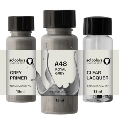 Abbildung von SD COLORS A48 Ausbesserungslack, 15 ML, Reparatur Pinsel, Farbcode Königsgrau (Farbe + Grundierung Lack)