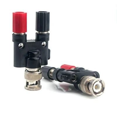Abbildung von Aofan 2 Stücke BNC Stecker auf Dual 4mm Bananenbuchse Binding Post, Koaxial Adapter für Oszilloskop Kabel aus