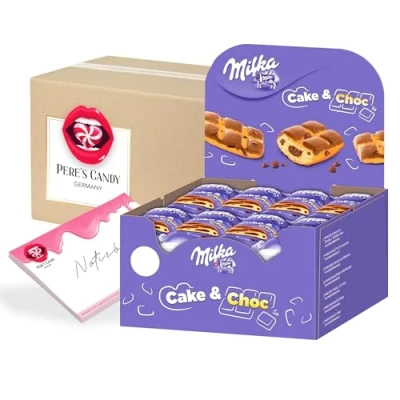 Abbildung von Milka Cake &amp; Choc 24 x 35 g Alpenmilch Mini Küchlein Einzeln verpackt mit Geschenk von Pere’s Candy
