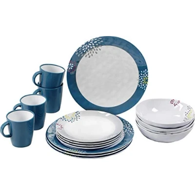 Abbildung von BRUNNER Geschirr Set Melamin Ess Lunch, /Mineralgemisch, Box 16 teilig Camping Reise Teller Becher