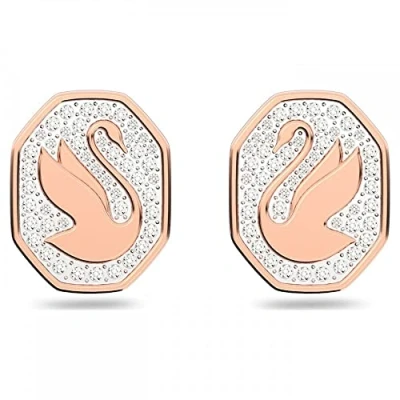Abbildung von Swarovski Paar Ohrstecker Swan Achteckform, Schwan, Weiß, Rosé 5621105