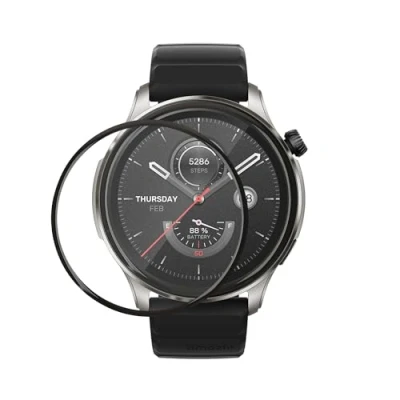 Abbildung von kwmobile 2X Transparente Displayschutzfolie kompatibel mit Huami Amazfit GTR 4 Folie Schutzfolie für Fitness Tracker robuster Displayschutz