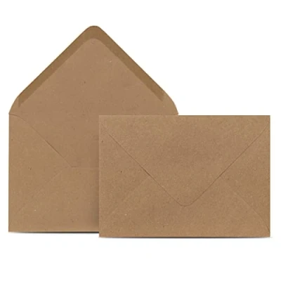Abbildung von 25 Briefumschläge DIN C6 Kraftpapier Braun 11,4 x 16,2 cm Kuverts mit 120 g/m² Nassklebung spitze Klappe Umschläge ohne Fenster Colours 4 you