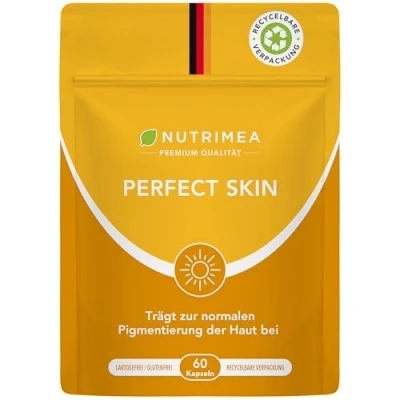 Abbildung von Beta Carotin SUN PLUS Bräunungskapseln 2in1 Natural Tan Bronzer PERFECT SKIN Natürliche Bräune + Hautschutz VITAMIN A E Antioxidantien Selbstbräuner Kapseln 100% VEGAN Bräunungsverstärker