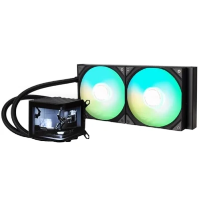 Abbildung von TRYX Panorama 280 ARGB Schwarz 280mm AIO 6,5&quot; AMOLED Curved Display mit 3D anamorphem Effekt Anpassbarer Kühler Asetek 8. Gen 300W TDP Lüfter Intel LGA 1851/1700/1200/115X AMD AM5/AM4