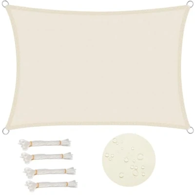 Abbildung von WOLTU Sonnensegel Rechteck 4x6m Creme wasserabweisend Sonnenschutz Polyester Windschutz mit UV Schutz für Garten Terrasse Camping