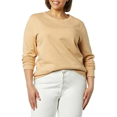 Abbildung von Amazon Essentials Damen Fleece Sweatshirt mit Rundhalsausschnitt (in Übergröße erhältlich), Helles Kamelbraun, XXL