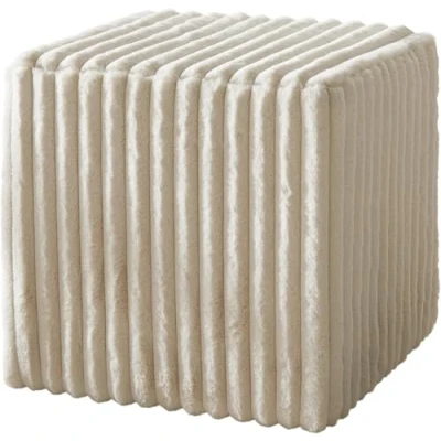 Abbildung von DELIFE Sitzhocker Dado, Plüschcord Beige 45x45 cm