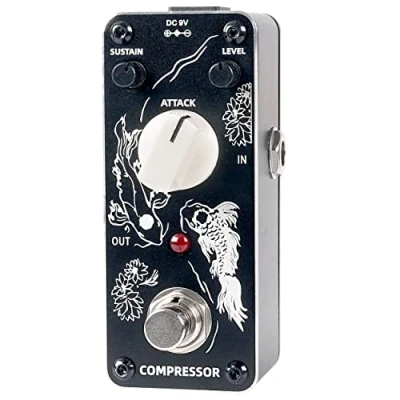 Abbildung von Sondery Kompressor Gitarre Bass Effektpedal True Bypass, Steuerung durch Sustain Level und Befestigung, Mini Größe mit Kunstdesign