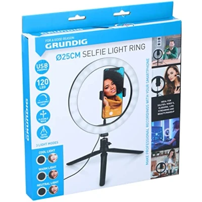 Abbildung von Grundig Selfie Stick Handy Ringlicht Stativ Instagram Lampe Handyhalter beleuchtet