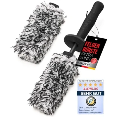 Abbildung von Ivality® Mikrofaser Felgenbürste Ultra dünn Standard 36 cm für eine schonende Reinigung Ideal hochwertige Felgen Felgenreiniger Microfaser Alufelgen Auto Bürste