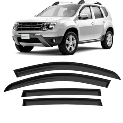 Abbildung von CLIM ART Windabweiser für/kompatible mit Dacia Duster 2010 2017 Autofenster Regenschutz, Regenabweiser, Anklebbare Deflektoren, 4 Stück,Dunkel