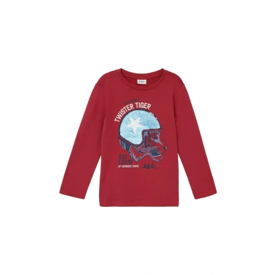 Abbildung von s.Oliver Longsleeve Print UND Wendepailletten Langarmshirt für Kinder, Größe: 104/110, Korallrot