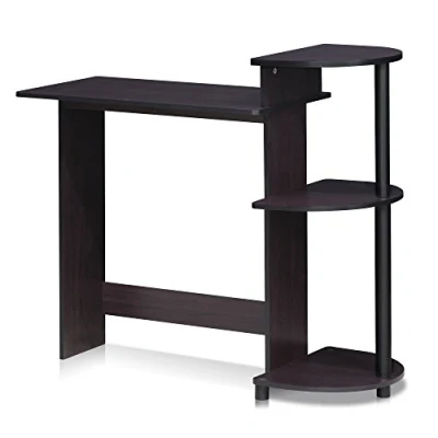 Abbildung von Furinno Compact Computer Schreibtisch, PC Tisch, Bürotisch, mit Regalen, Dunkle Walnuss, 99 (Breite) x 85.3 (Höhe) 39.4 (Tiefe) cm