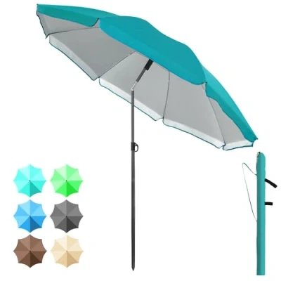 Abbildung von 4smile Sonnenschirm Strand 180 cm in Türkis Höhenverstellbarer Strandschirm SunnyJoy UPF 50+ für Sonnenschutz Strand, windfest stabil mit Schutzhülle, Gartenschirm