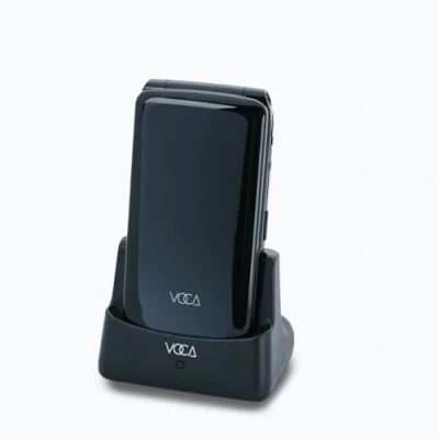 Abbildung von VOCA Klapphandy mit großen Tasten für Senioren Entsperrtes 4G LTE Hohe Lautstärke SOS Taste Kurzwahl Texterkennung Ladestation V340 (Schwarz)