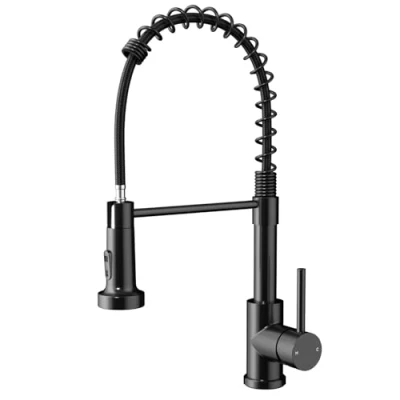 Abbildung von Rainsworth Wasserhahn Küche Schwarz Edelstahl Zwei Wasserstrahlarten Hochdruck Herausziehbare Küchenarmatur mit Brause Ausziehbar, Spültischarmatur 360 Drehung Geeignet für Küchen und Wohnmobile