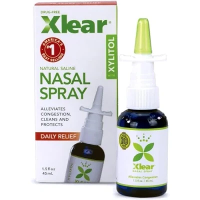 Abbildung von Xlear Nasenspray Natürliches Saline mit Xylitol, feuchtigkeitsspendende Nasenpflege für Kinder und Erwachsene, 44 ml (3er Pack)