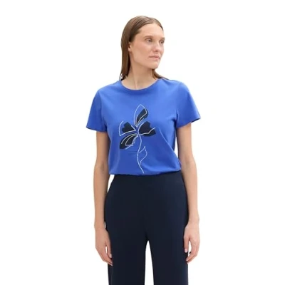 Abbildung von TOM TAILOR Damen 1043835 Basic T Shirt mit Fotoprint, 10619 Preppy Jean Blue, M