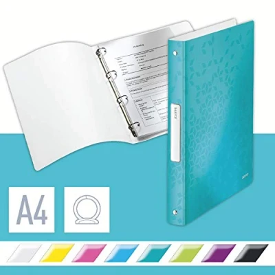 Abbildung von Leitz 42580051 Ringbuch WOW, A4, PP, 4 Ringe, 25 mm, eisblau