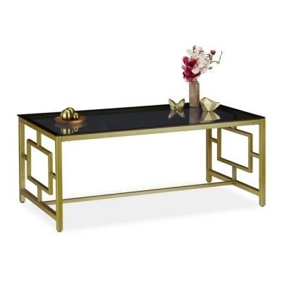 Abbildung von relaxdays Couchtisch Glas Schwarz &amp; Gold