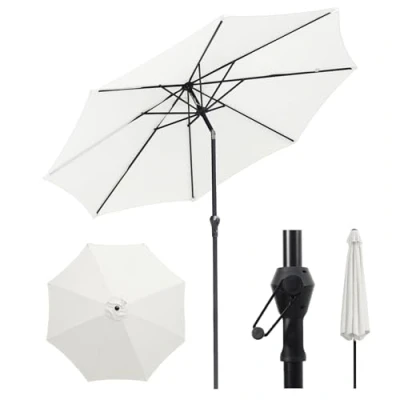Abbildung von Sekey Sonnenschirm ø 270 cm Aluminium Rund, Marktschirm Knickbar, mit Kurbel, Terrassenschirm Sonnenschutz UV50+