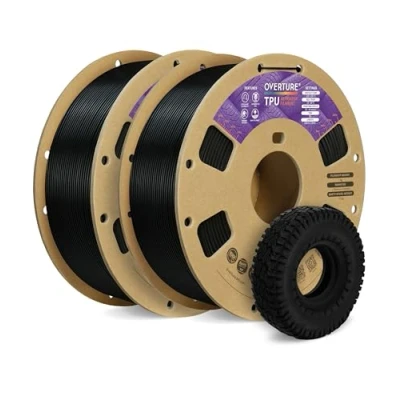 Abbildung von OVERTURE TPU Filament 1.75 mm, Flexible Rolle Weiches 3D Drucker Filament, 95A 2kg Spule (4.4 lbs), Maßgenauigkeit +/ 0,02 mm ((Schwarz 1kg*2)