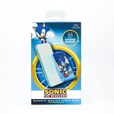 Abbildung von OTL Technologies SH1195 Sonic The Hedgehog Magnetisches kabelloses Powerbank Ladegerät 5000 mAh mit integriertem Ständer in Blau