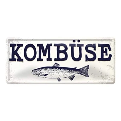 Abbildung von Blechschild Kombüse Metallschild Maritime Boot Yacht Deko Retro Anker Fisch Wand Schild Geschenk Einzug Maritim Dekoration Küche Restaurant Imbiss Laden 28x12cm