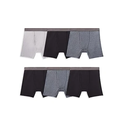 Abbildung von Fruit of the Loom Herren 360 Stretch Boxershorts (Quick Dry &amp; Moisture Wicking) Retroshorts, Regular Leg Coolsoft 6er Pack schwarz/grau, Large